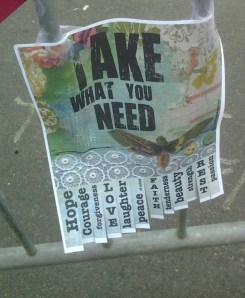 An important reminder to all of us, posted on one of the barricades near Copley Square.