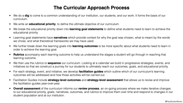 The Process of a Curricular Approach